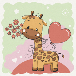 Товари для малювання - Картина за номерами Art Craft Жирафик з квітами 30 х 30 см (15531-AC)