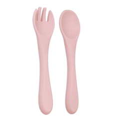 Товары по уходу - Силиконовая ложка с вилкой Lindo розовая (4890211019665)