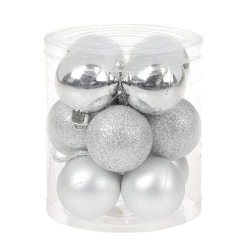 Аксесуари для свят - Набір пластикових новорічних кульок Flora 12 шт D-4 см (12034) (MR35183)
