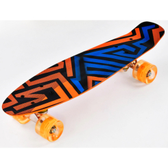 Пенниборд - Скейт Пенни борд со светящимися PU колёсами Best Board 55 х 14 см Orange-Dark Blue (74545)