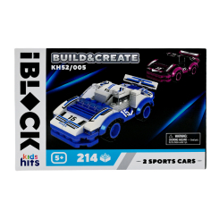 Конструктори з унікальними деталями - Конструктор IBLOCK Kids hits Дві спортивні машини 214 деталей (KH52/005)