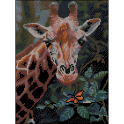 Мозаїка - Алмазна картина Strateg Жирафа і метелик 30 х 40 см (ZAV3040-63)