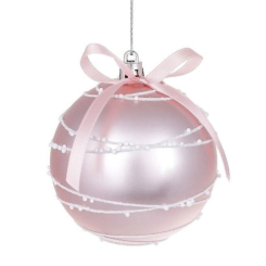 Аксесуари для свят - Куля новорічна пластикова Flora D 8 см Світло-рожевий (12366) (MR62344)