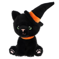 Мягкие животные - Мягкая игрушка Keel toys Keeleco Halloween Черная кошка в оранжевой шляпе 15 см (EH3878/1)