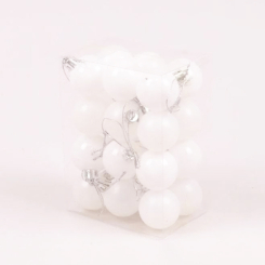Аксесуари для свят - Набір пластикових новорічних куль Flora 24 шт D-5 см Білий (44413) (MR62531)