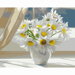 Товари для малювання - Картина за номерами Brushme Ромашки в білій вазі на вікні (BS22637) Товари для малювання - Картина за номерами Brushme Ромашки в білій вазі на вікні (BS22637)