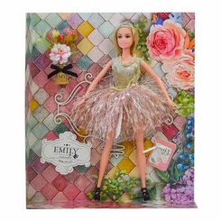 Куклы - Кукла Emily Блондинка в платье с оливковым топом и пышной юбкой (QJ077A/QJ077B-1)