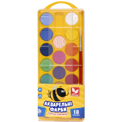 Канцтовари - Фарби акварельні Школярик 18 кольорів (83210900-UA)