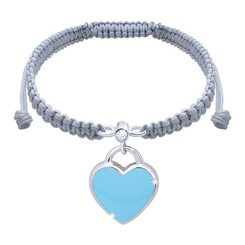 Ювелирные украшения - Браслет плетеный UMa&UMi с украшением Сердце голубой (3429785212724)