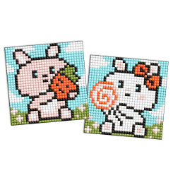 Мозаика - Алмазная мозаика на стикере Идейка Милые зайчата 9 х 9 см 2 шт (AMS1093)