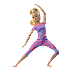 Ляльки - Лялька Barbie Made to move Блондинка у бузковому топі і рожево-блакитних лосинах (GXF04)