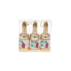 Аксесуари для свят - Набір ялинкових прикрас BonaDi Пляшки 3 шт 10 см Золотистий (195-D32) (MR62469)