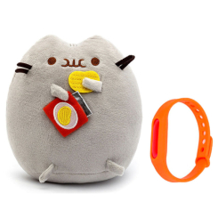 Мягкие животные - Набор Мягкая игрушка Pusheen cat с чипсами Gray и Детский силиконовый браслет от комаров (vol-1090)
