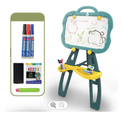 Детская мебель - Детский двухсторонний мольберт Toys Toys на ножках с магнитной доской для рисования мелом и маркерами Голубой (1950920779)