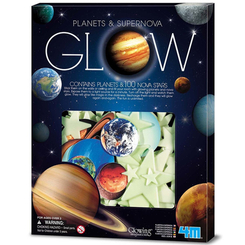 Набори для творчості - Набір сяючих наклейок 4M Glow Планети і 100 зірок (00-05631)