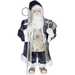Аксессуары для праздников - Новогодняя фигурка Санта с посохом 90см (мягкая игрушка), серо-голубой Bona DP73698
