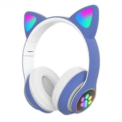 Портативные колонки и наушники - Наушники Кошачьи ушки Cute Headset 280ST Bluetooth MicroSD FM-Радио Синие (AN 23868/3)