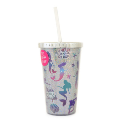 Чашки, склянки - Тамблер-склянка YES Mermaid з трубочкою 480 мл (707009)