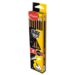 Набор графитовых карандашей Maped Black Peps B с резинкой 12 штук (MP.851724)