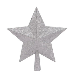 Аксесуари для свят - Верхівка пластикова на ялинку Flora Зірка H-25 см Срібний (75855) (MR59710)