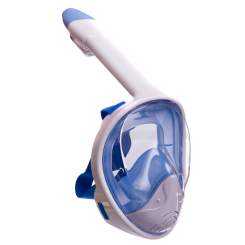 Для пляжу і плавання - Маска для снорклінгу з диханням через ніс YSE (силікон, пластик, р-р S-M) Білий-синій (PT0851)