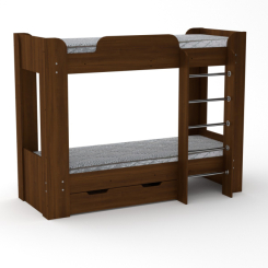 Дитячі меблі - Ліжко двоярусне Твікс-2 Компаніт Горіх екко (hub_egzS68711)