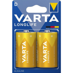 Аккумуляторы и батарейки - Батарейки алкалиновые VARTA Longlife D BLI 2 шт (4008496525348)