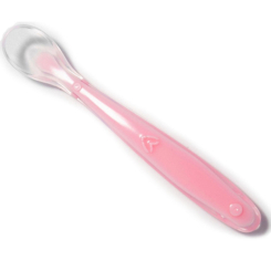 Товары по уходу - Силиконовая ложка для кормления ребенка 15.8х2.4 см Розовая (n-905)