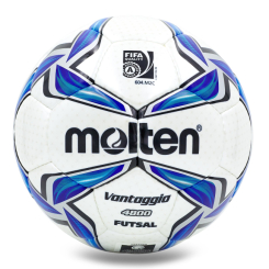 Спортивные активные игры - Мяч для футзала planeta-sport №4 MOLTEN F9V4800 Белый-синий