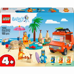 Конструктори LEGO - Конструктор LEGO Bluey Пляж і сімейна поїздка на автомобілі Блуї (11202)