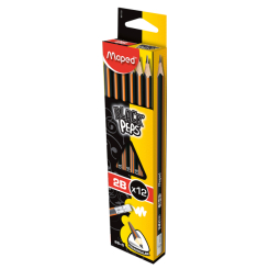 Набор графитовых карандашей Maped Black Peps 2B с резинкой 12 штук (MP.851722)