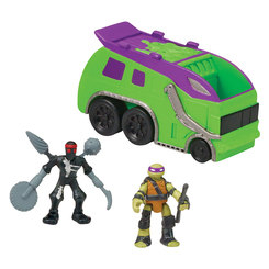 Фигурки персонажей - Игровые фигурки TMNT Micro Донателло и Фут Ниндзя в штурмовом фургоне (87603)