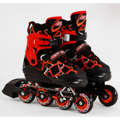 Ролики детские - Роликовые коньки светящиеся PU колёса в коробке Best Roller 35-38 Red/Black (116488)