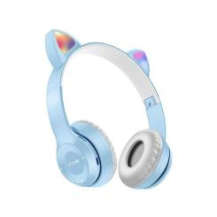 Портативні колонки та навушники - Навушники UKC Bluetooth з вушками та підсвічуванням Cat Miu Star P47 Блакитні (16341059347)
