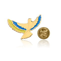 Біжутерія та аксесуари - Брошка-значок BROCHE Голуб з Україною в серці золотистий BRGV112613 (1270)