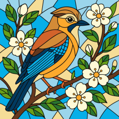 Товари для малювання - Картина за номерами Ідейка Вітраж сойка 30 х 30 см (KHO6789)