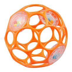 Развивающие игрушки - Развивающая игрушка Oball Мяч с погремушкой оранжевый 10 см (81031/81031-5)