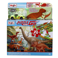 Пазлы - Пазл Maisto Dino Adventure 20 элементов с машинкой и книгой (12679)
