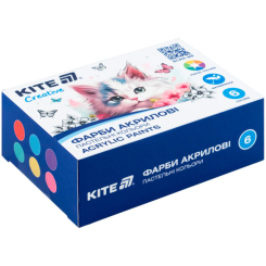 Канцтовары - Краски акриловые Kite Creative 6 цветов (K-272)