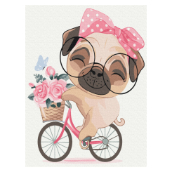Товари для малювання - Картина за номерами Brushme Мопс на велопрогулянці (KBS7096)