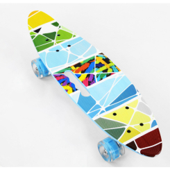 Пенніборди - Скейт Пенні з ручкою Best Board Abstraction PU колеса, що світяться 60 х 17 см Різнокольоровий (104560)