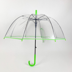 Зонты и дождевики - Детский прозрачный зонт трость от Max Comfort с каймой в цвет ручки (hub_027-4)