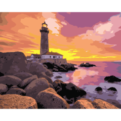 Товары для рисования - Картина по номерам Strateg Маяк на закате солнца 40 х 50 (VG035)