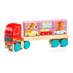 Деревянные игрушки - Деревянная игрушка Cubika Тягач с кубиками LM-14 (13432)