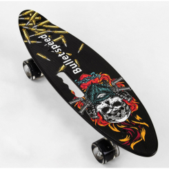 Пенниборд - Скейт Пенни с ручкой Best Board Bullet Speed светящиеся PU колеса 60 х 17 см Разноцветный (104559)