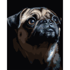 Товары для рисования - Картина по номерам Strateg Портрет мопса на черном фоне 40 х 50 см (AH1290)