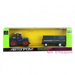Транспорт и спецтехника - Игрушечный трактор с прецепом Автопром синий трактор и черный прицеп (658A6)