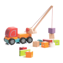Машинки для малюків - Дерев’яна машинка Cubika Авто-кран (13982)