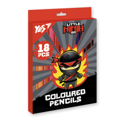 Канцтовари - ​Олівці кольорові Yes Ninja червоно-сірий 18 кольорів (290737)