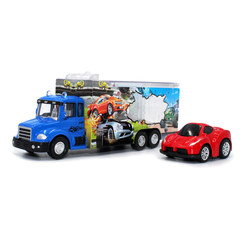 Транспорт і спецтехніка - Автотранспортер Funky Toys Швидке перевезення 1:60 з червоною машинкою (FT61054)